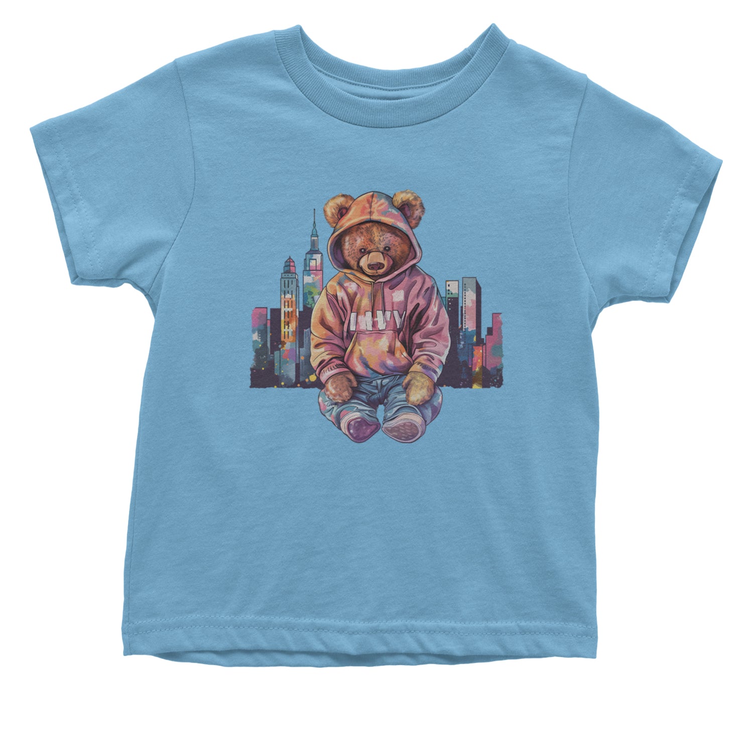 City Skyline Urban Graffiti Bear Infant One-Piece Romper Bodysuit Or Toddler T-shirt Light Blue