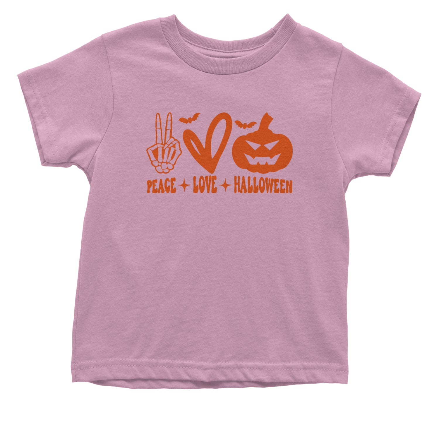 Peace, Love and Halloween Infant One-Piece Romper Bodysuit and Toddler T-shirt Light Pink