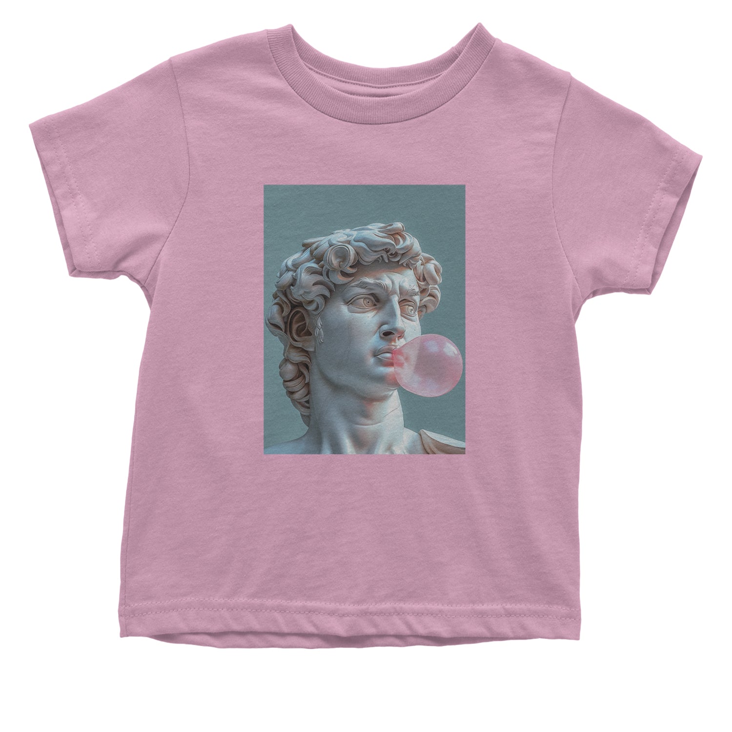 Michelangelo's David with Bubble Gum Contemporary Statue Art Infant One-Piece Romper Bodysuit and Toddler T-shirt Light Pink