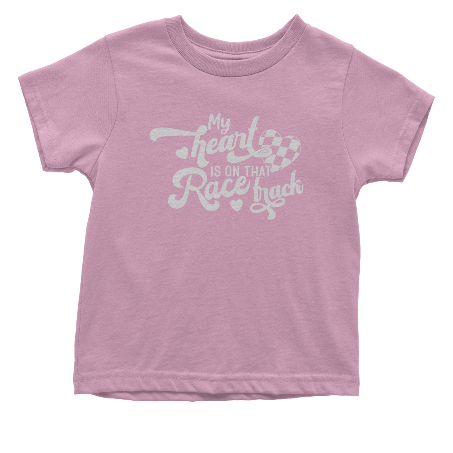 My Heart Is On That Race Track Infant One-Piece Romper Bodysuit and Toddler T-shirt Light Pink