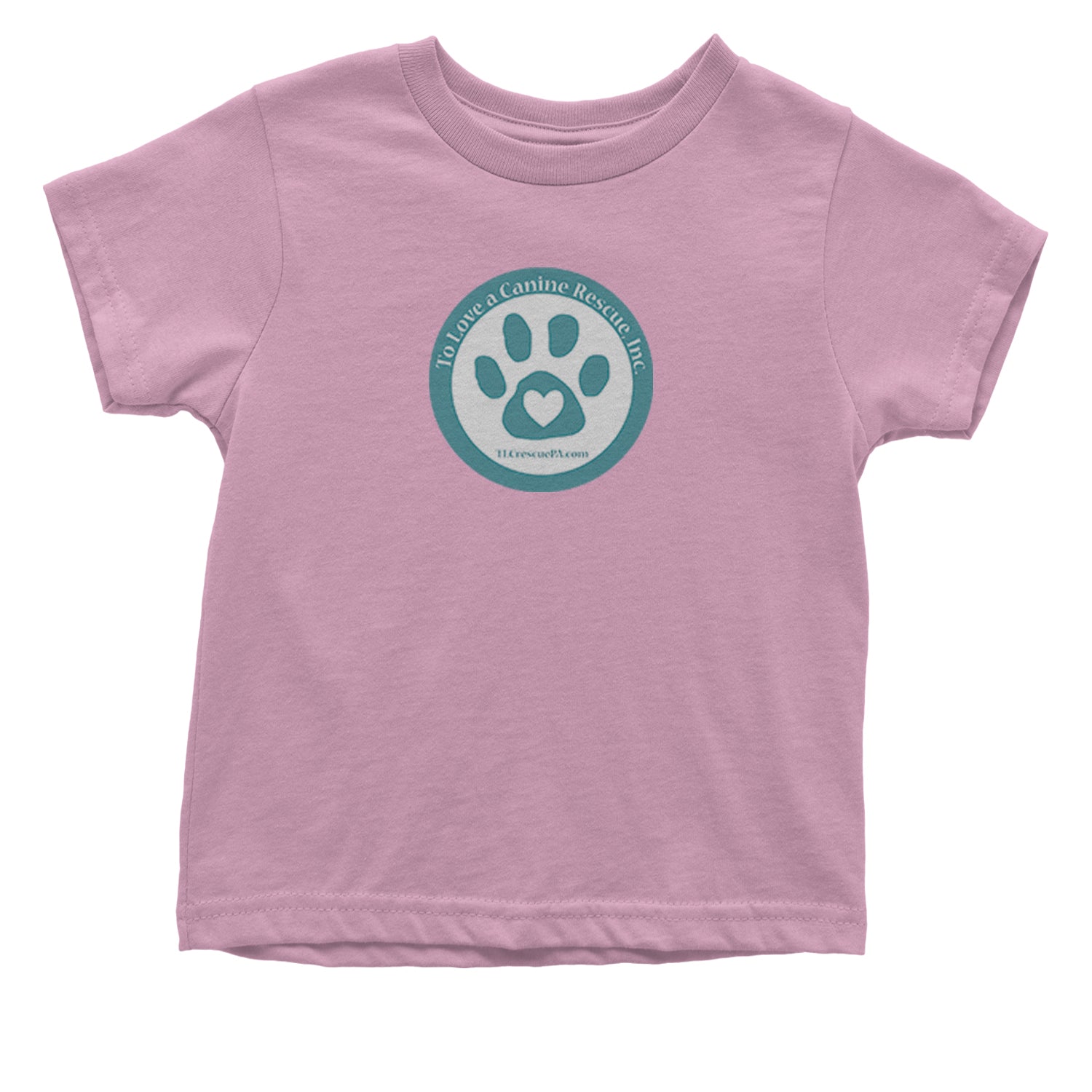 TLC To Love a Canine Dog Rescue Teal Infant One-Piece Romper Bodysuit and Toddler T-shirt Light Pink