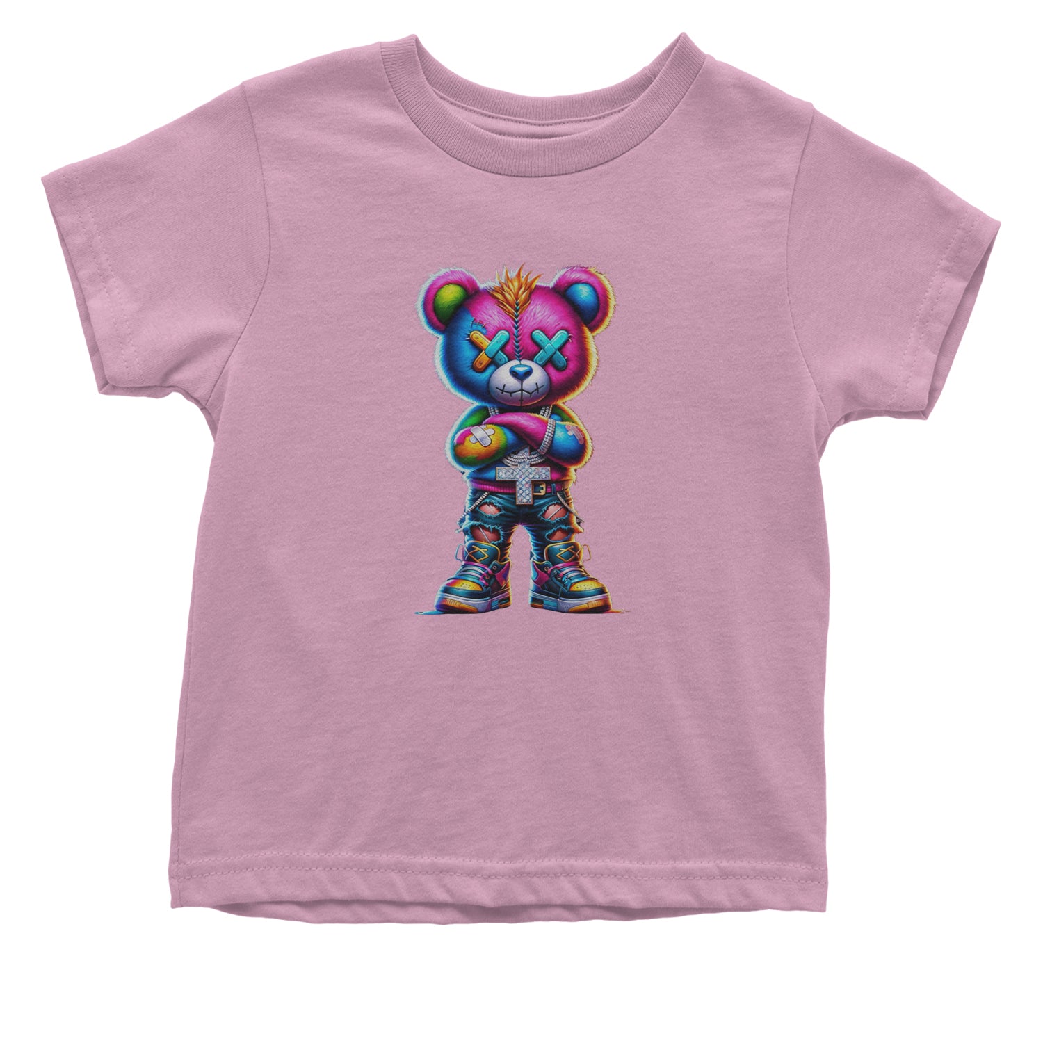 Stitched Neon Urban Graffiti Bear Infant One-Piece Romper Bodysuit Or Toddler T-shirt Light Pink