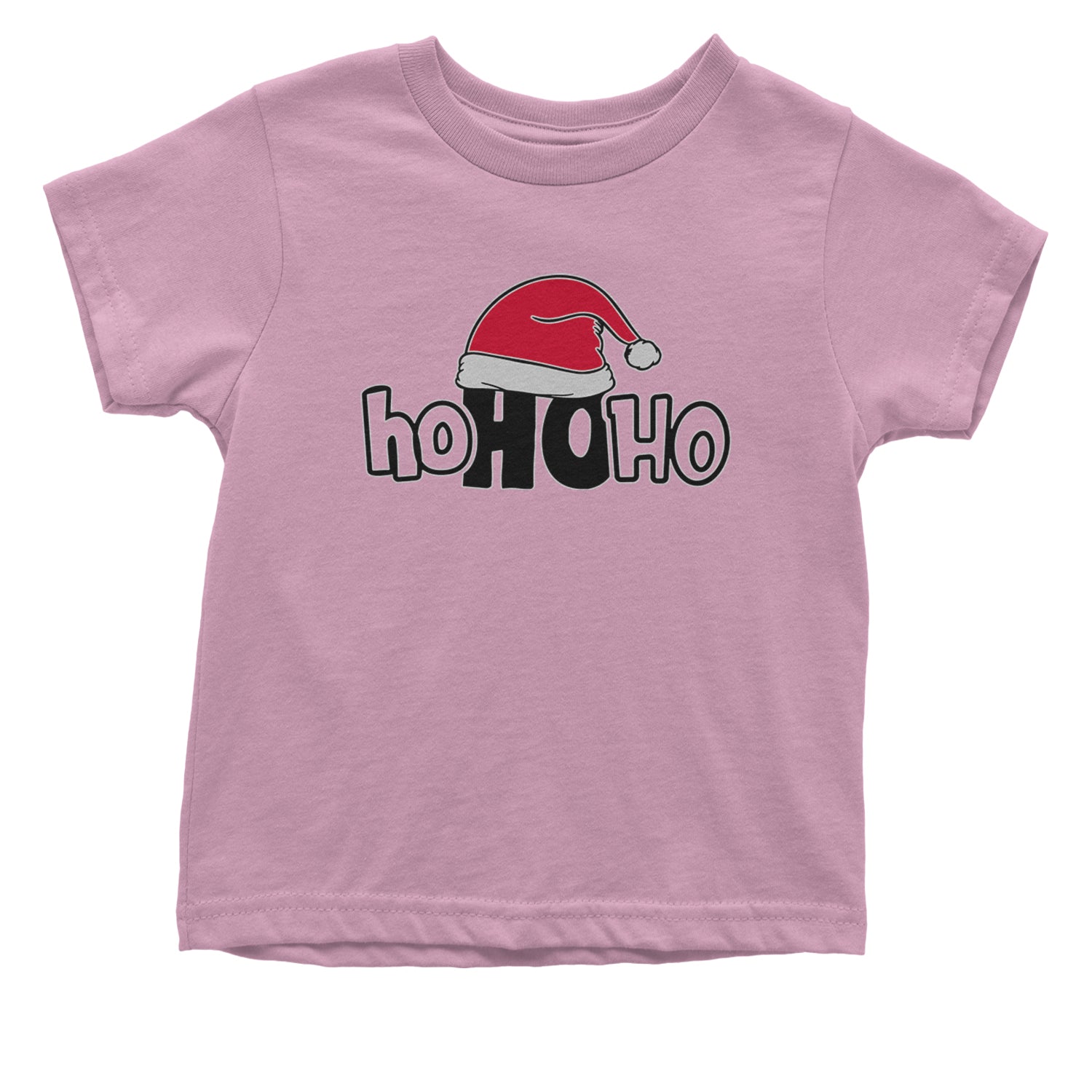 Ho Ho Ho Santa Christmas Hat Infant One-Piece Romper Bodysuit and Toddler T-shirt Light Pink