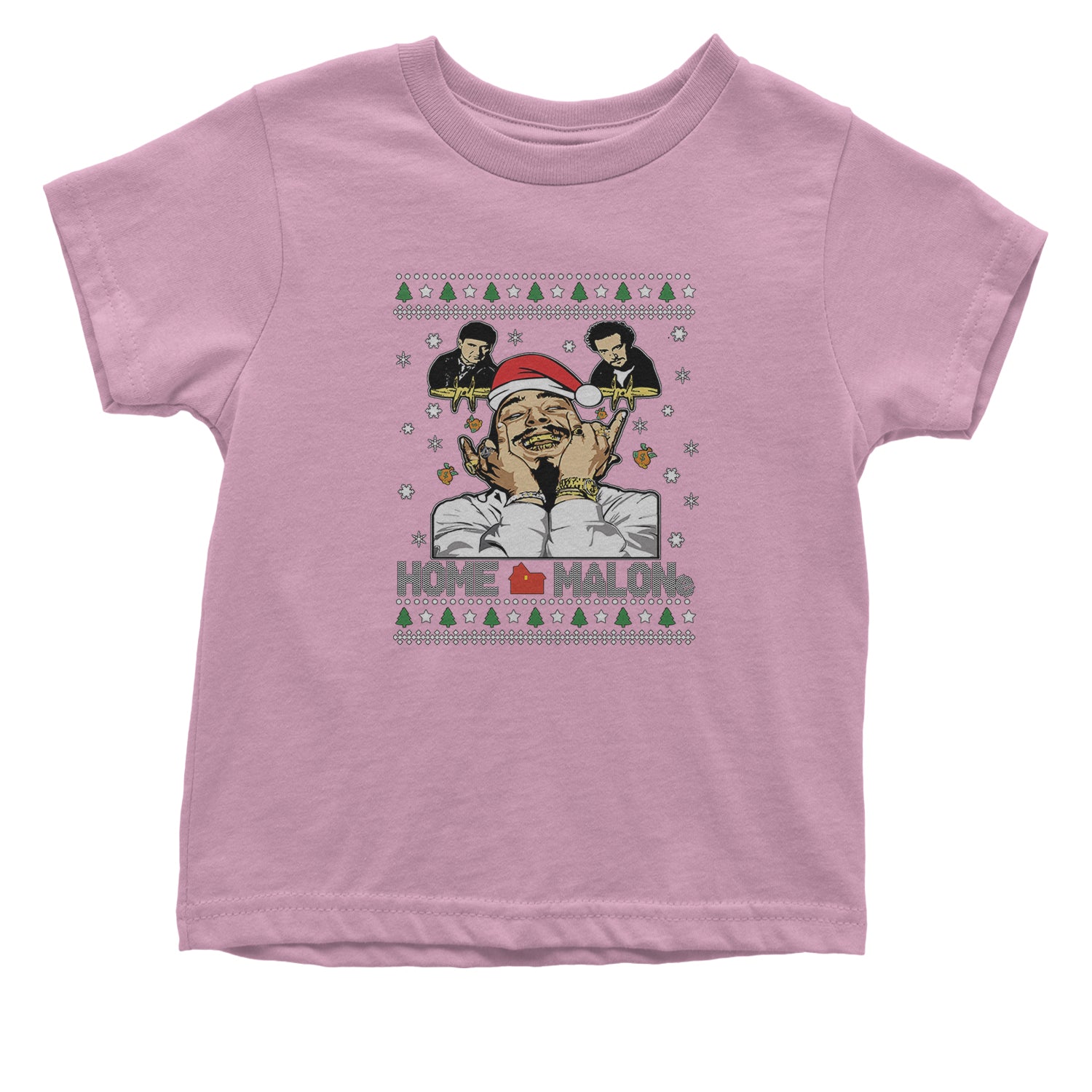 Home Malone Ugly Christmas Infant One-Piece Romper Bodysuit and Toddler T-shirt Light Pink