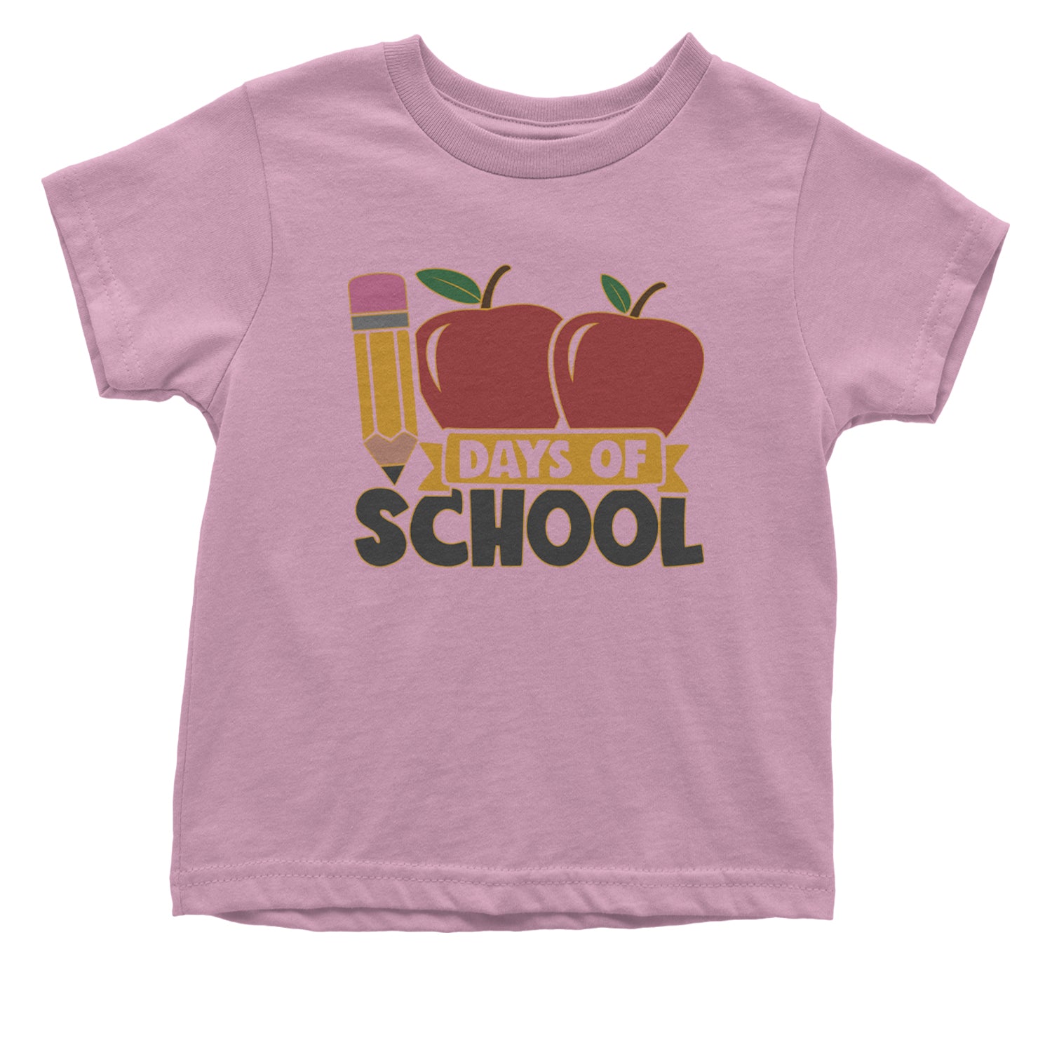 100 Days Of School Apple Pencil Infant One-Piece Romper Bodysuit and Toddler T-shirt Light Pink