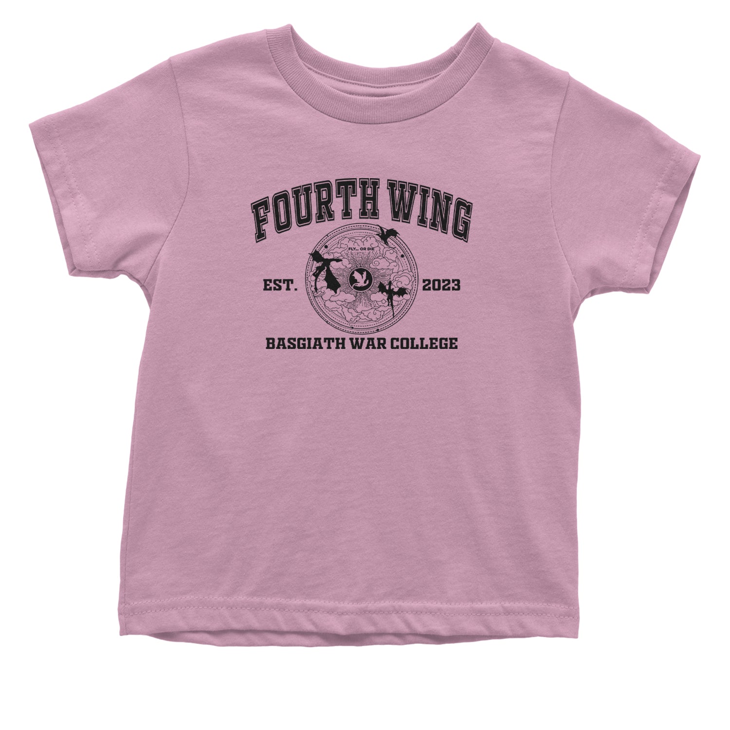 Fourth Wing Basgiath War College Infant One-Piece Romper Bodysuit or Toddler T-shirt Light Pink