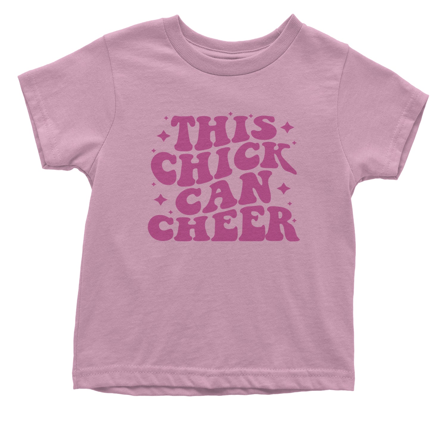 This Chick Can Cheer Infant One-Piece Romper Bodysuit and Toddler T-shirt Light Pink