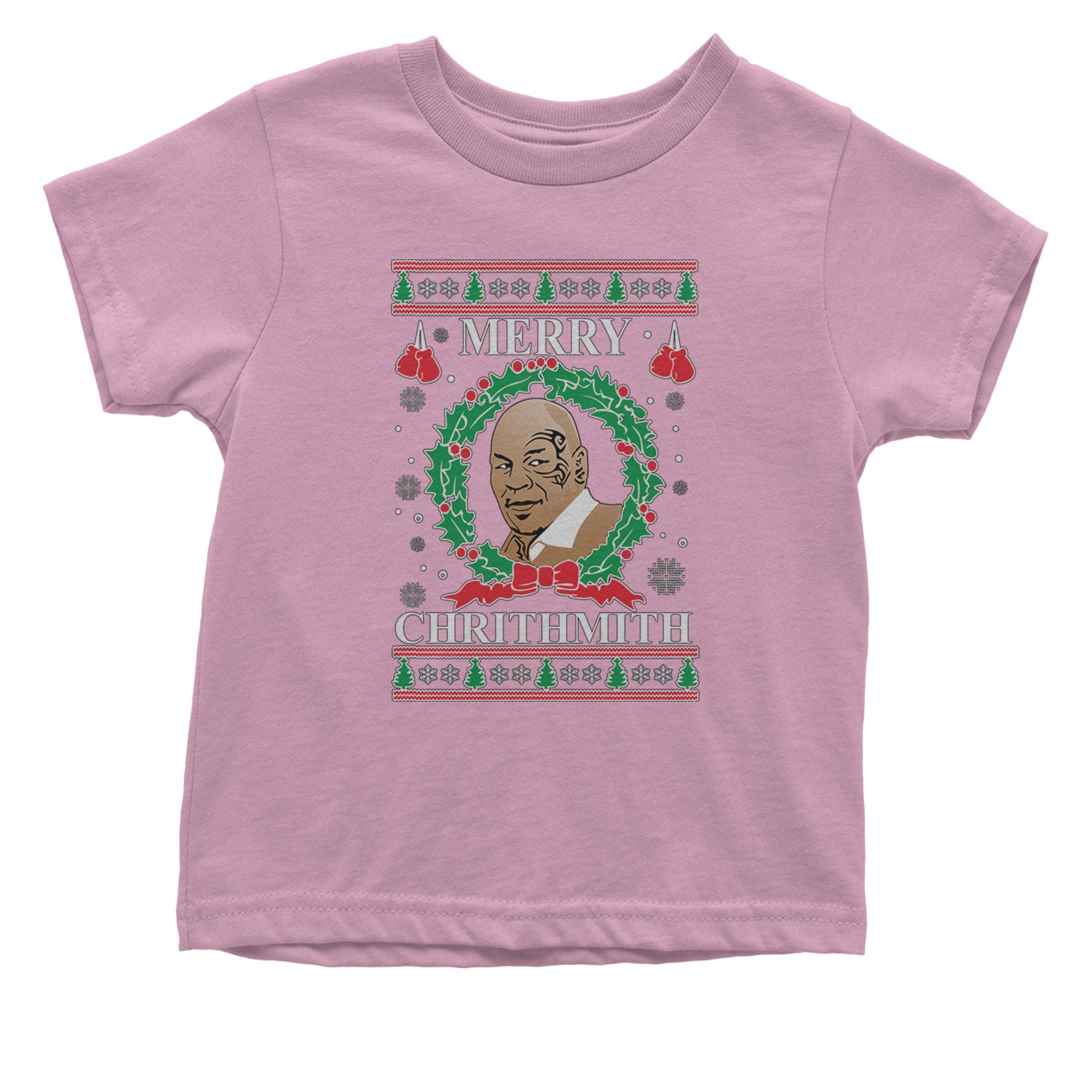 Merry Chrithmith Ugly Christmas Infant One-Piece Romper Bodysuit and Toddler T-shirt Light Pink