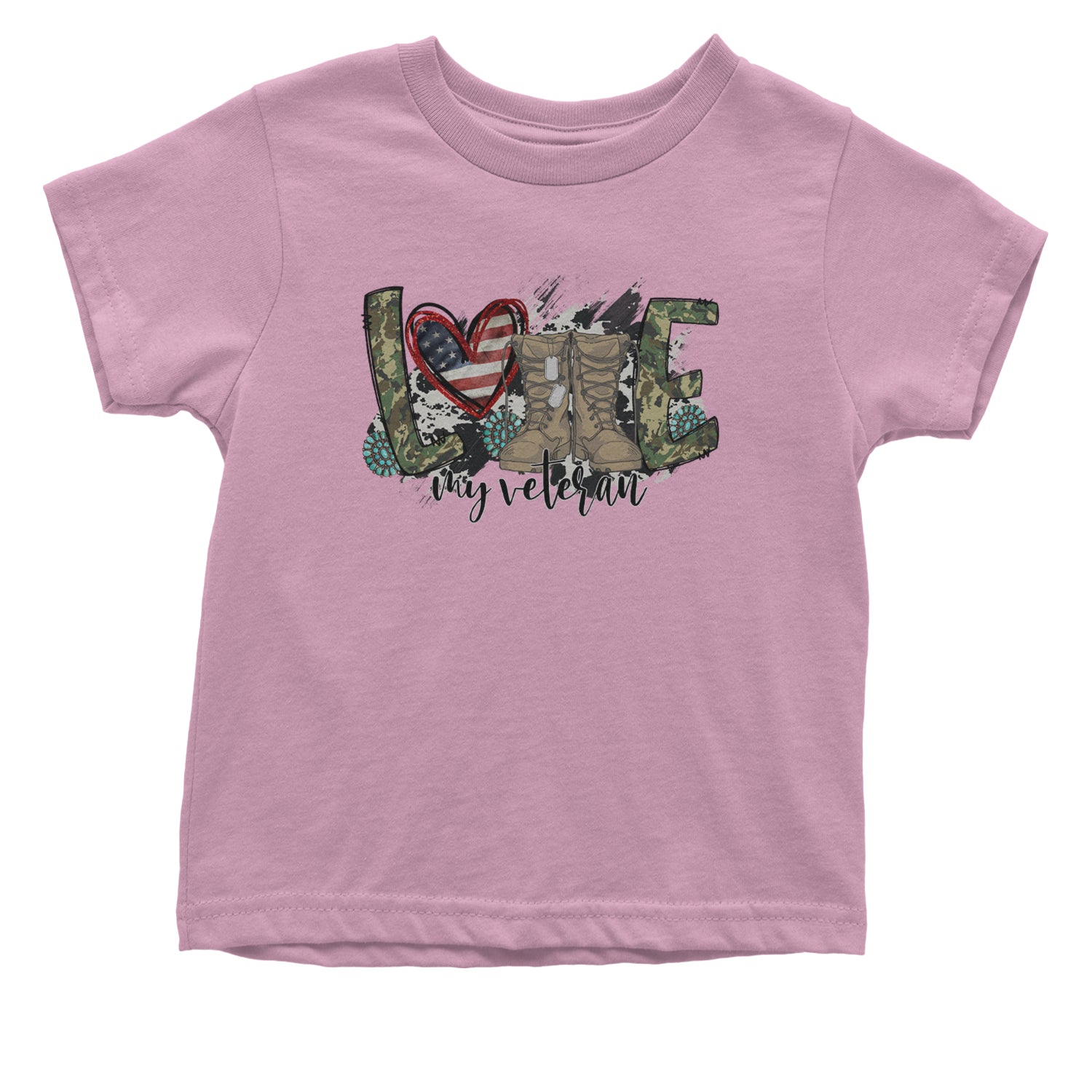 Love My Veteran Honor Veterans Day Infant One-Piece Romper Bodysuit and Toddler T-shirt Light Pink