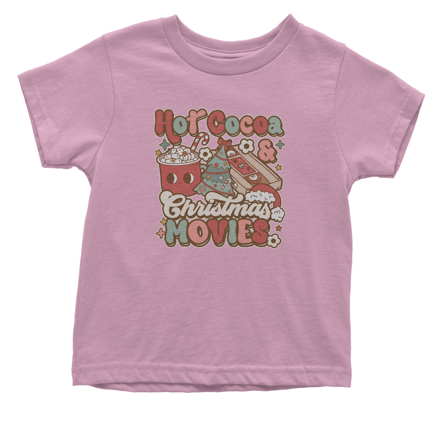 Hot Cocoa And Christmas Movies Holiday Infant One-Piece Romper Bodysuit and Toddler T-shirt Light Pink