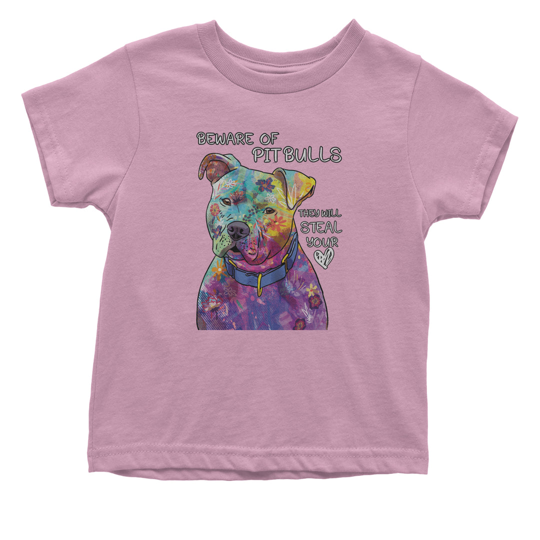 Beware Of Pit Bulls, They Will Steal Your Heart  Infant One-Piece Romper Bodysuit and Toddler T-shirt Light Pink