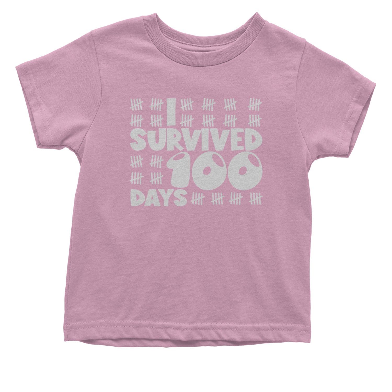 I Survived 100 Days Tally Marks Infant One-Piece Romper Bodysuit and Toddler T-shirt Light Pink