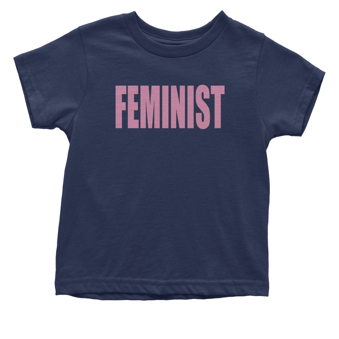 Feminist (Pink Print) Infant One-Piece Romper Bodysuit and Toddler T-shirt Navy Blue