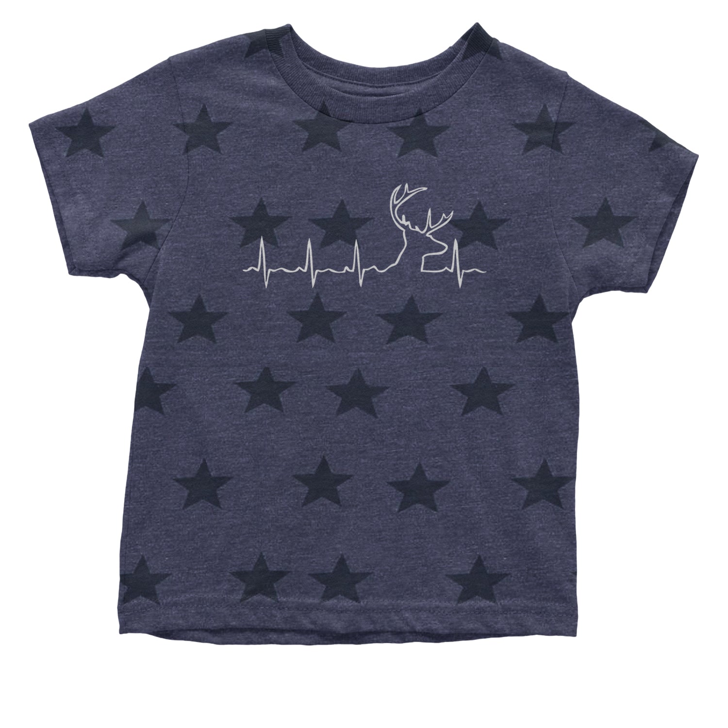 Hunting Heartbeat Deer Hunter Buck Stag Antlers  Infant One-Piece Romper Bodysuit and Toddler T-shirt Navy Blue STAR