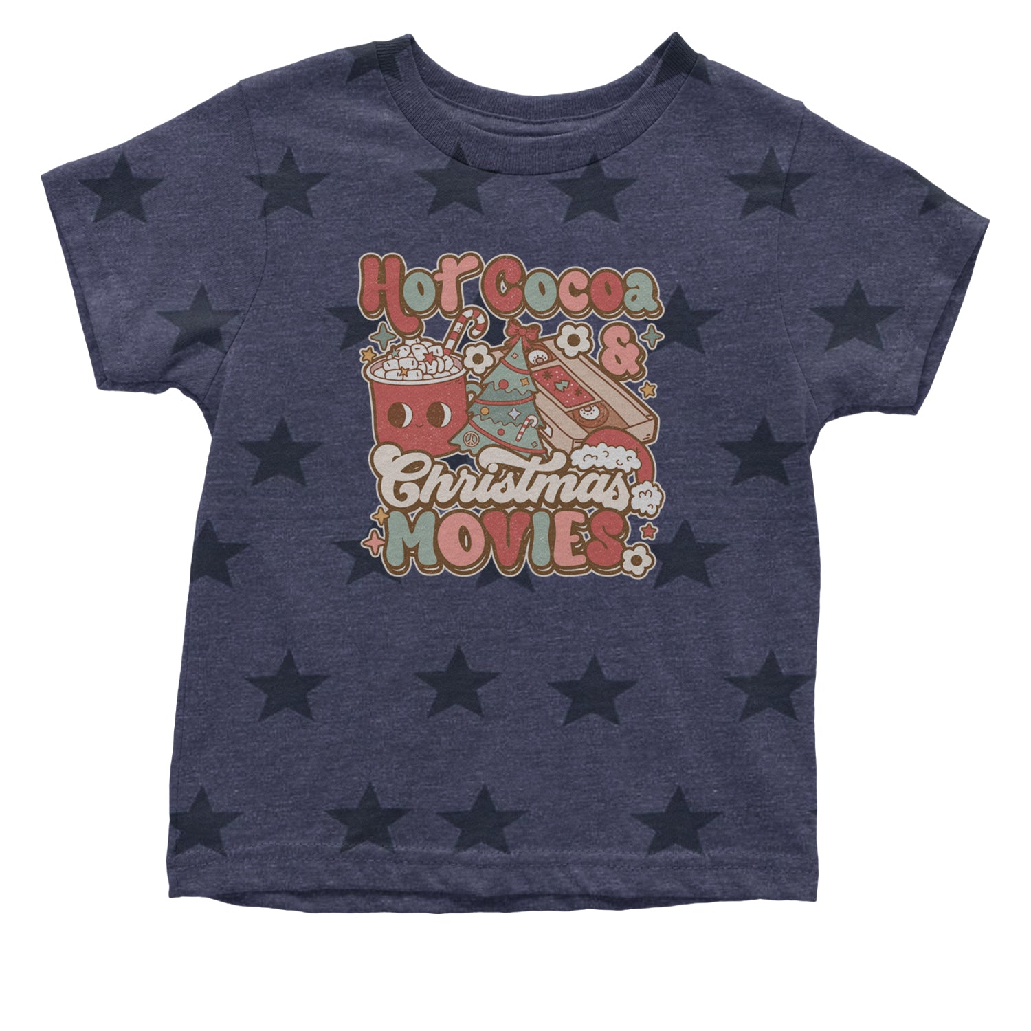 Hot Cocoa And Christmas Movies Holiday Infant One-Piece Romper Bodysuit and Toddler T-shirt Navy Blue STAR