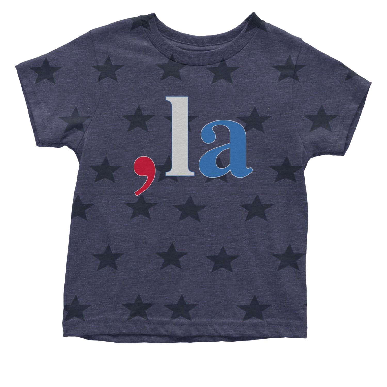 Comma-La - Support Kamala Harris For President 2024 Infant One-Piece Romper Bodysuit and Toddler T-shirt Navy Blue STAR