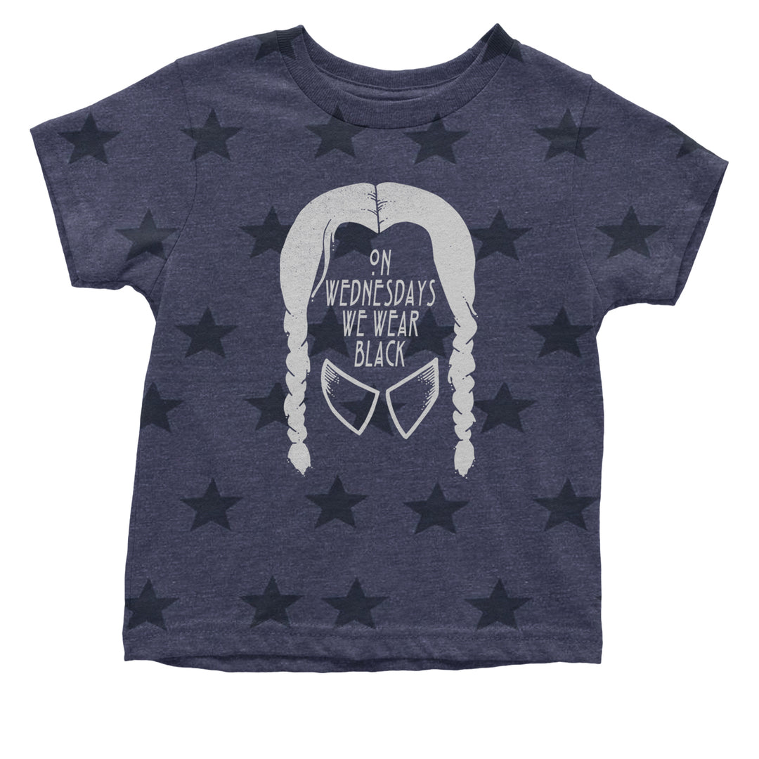 On Wednesdays, We Wear Black Infant One-Piece Romper Bodysuit and Toddler T-shirt Navy Blue STAR