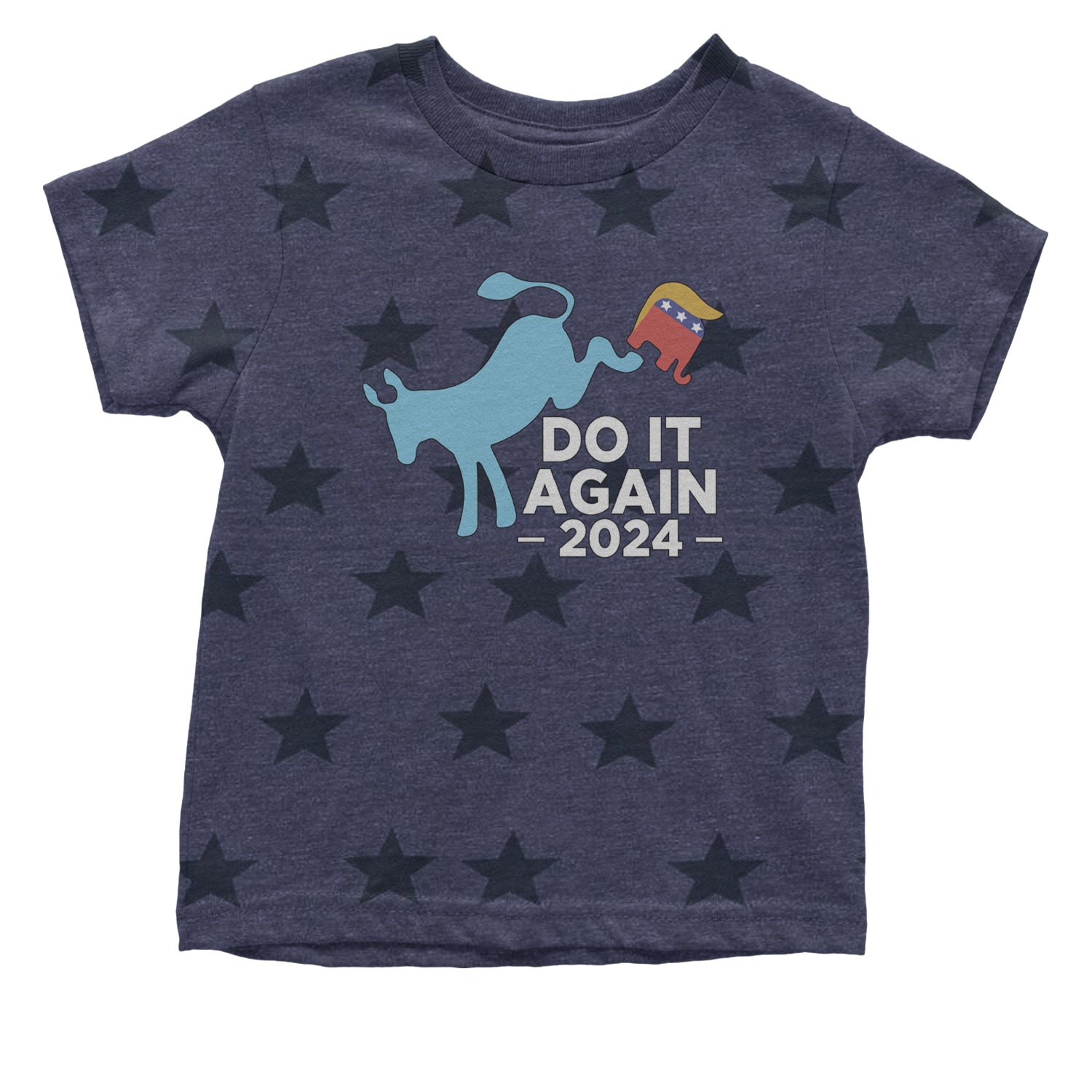 Do It Again - Democratic Donkey Kicking Republicans 2024 Political Humor Infant One-Piece Romper Bodysuit and Toddler T-shirt Navy Blue STAR