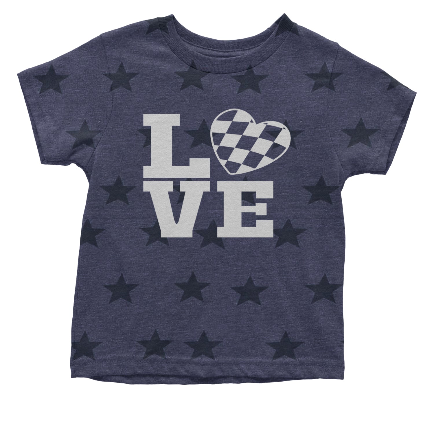 Love Racing Checkered Flag Heart Infant One-Piece Romper Bodysuit and Toddler T-shirt Navy Blue STAR