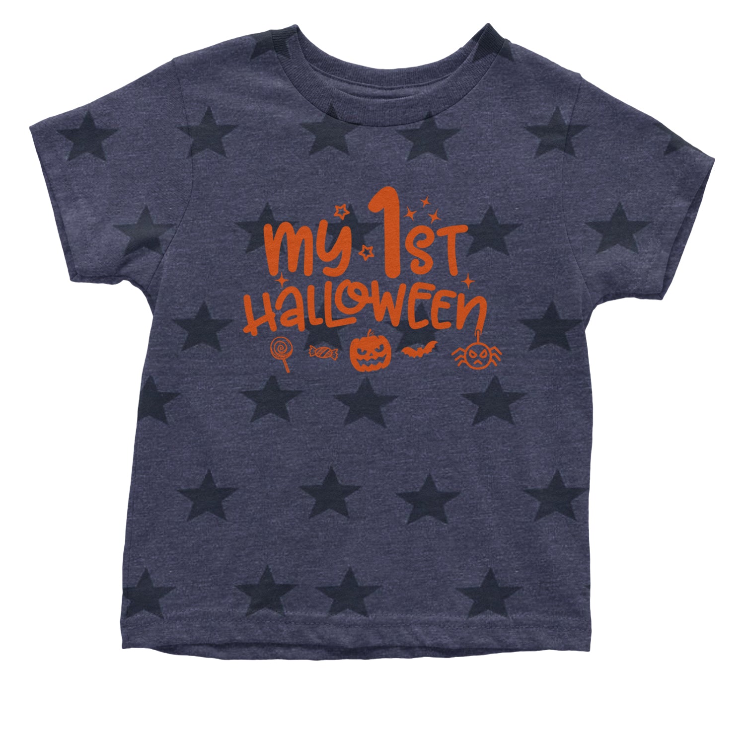 My First Halloween Infant One-Piece Romper Bodysuit and Toddler T-shirt Navy Blue STAR