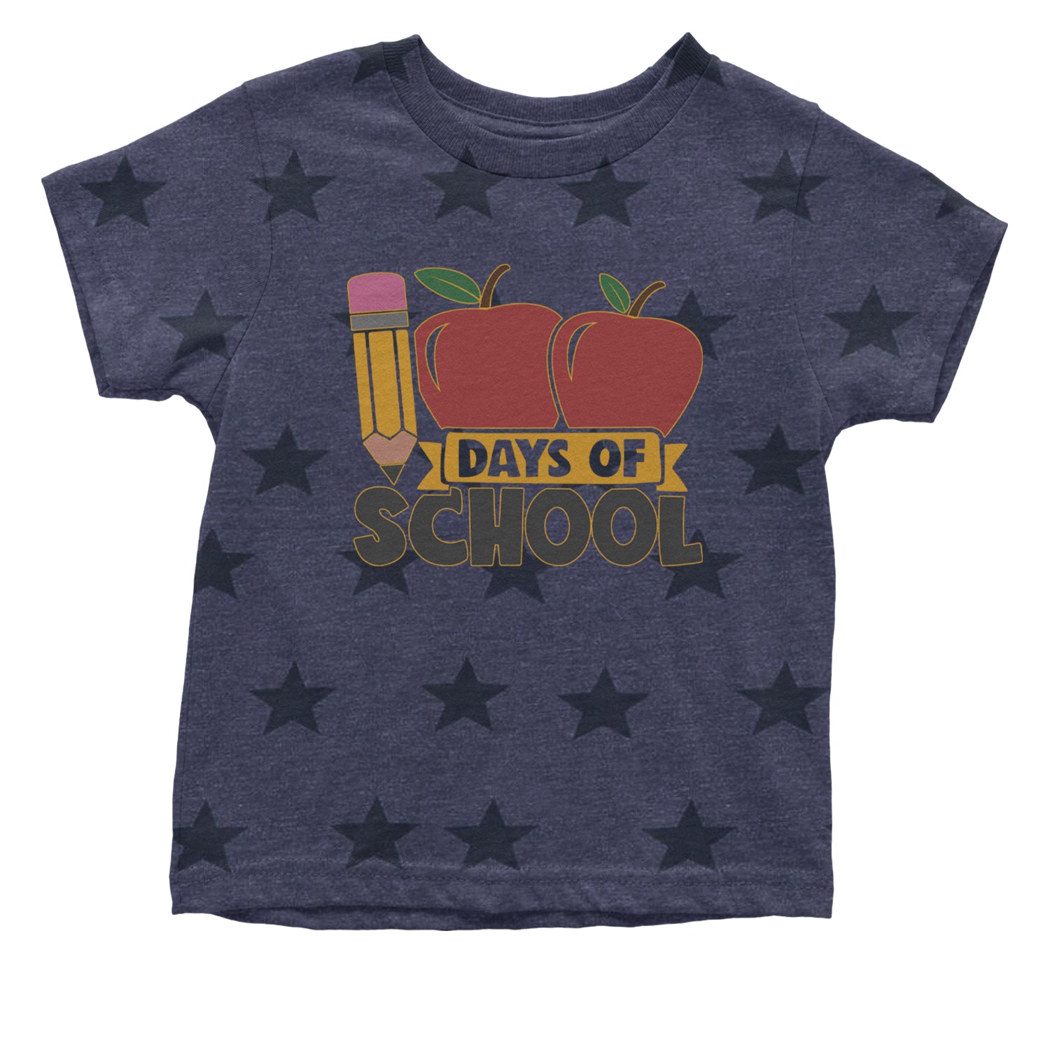 100 Days Of School Apple Pencil Infant One-Piece Romper Bodysuit and Toddler T-shirt Navy Blue STAR