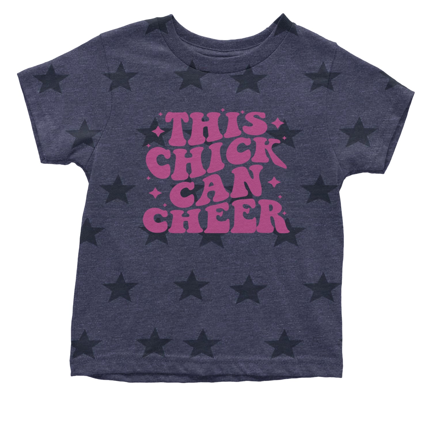 This Chick Can Cheer Infant One-Piece Romper Bodysuit and Toddler T-shirt Navy Blue STAR