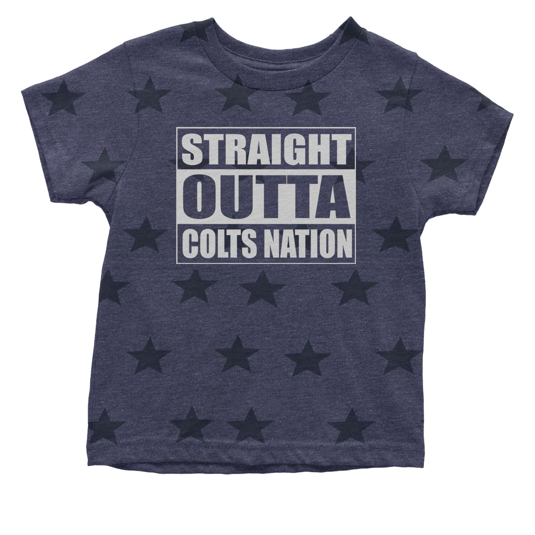 Straight Outta Colts Nation Football  Infant One-Piece Romper Bodysuit and Toddler T-shirt Navy Blue STAR