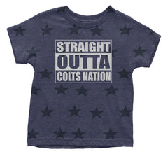 Straight Outta Colts Nation Football  Infant One-Piece Romper Bodysuit and Toddler T-shirt Navy Blue STAR
