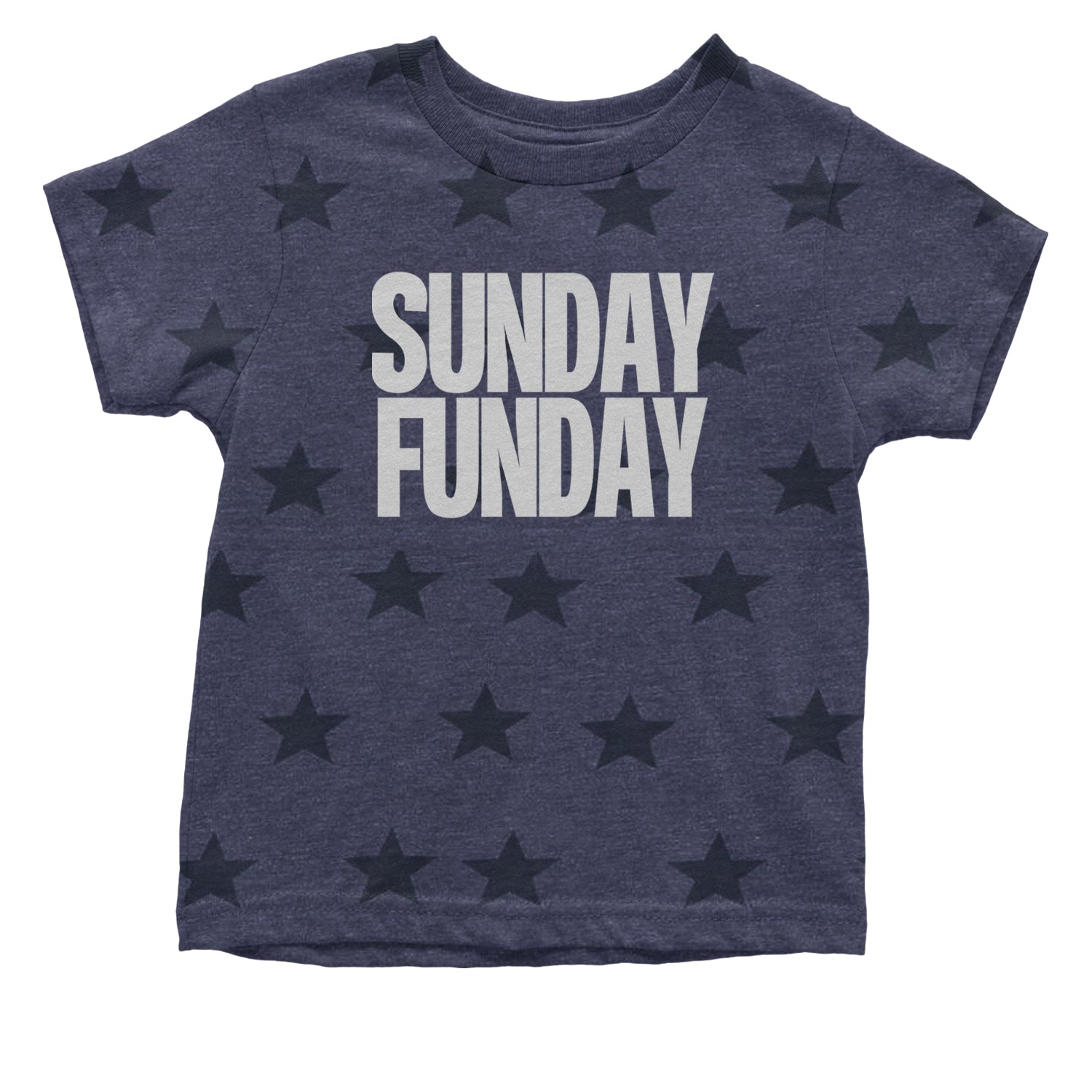 Sunday Funday  Infant One-Piece Romper Bodysuit and Toddler T-shirt Navy Blue STAR