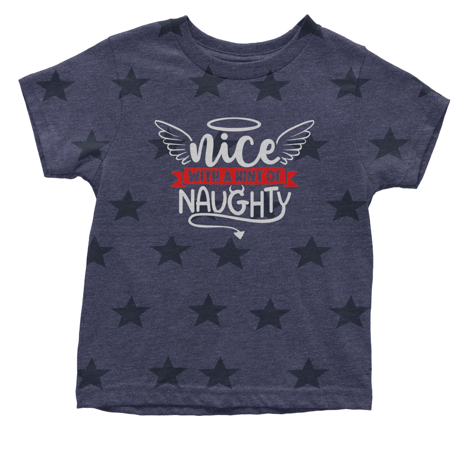 Nice with a Hint of Naughty Christmas Infant One-Piece Romper Bodysuit and Toddler T-shirt Navy Blue STAR