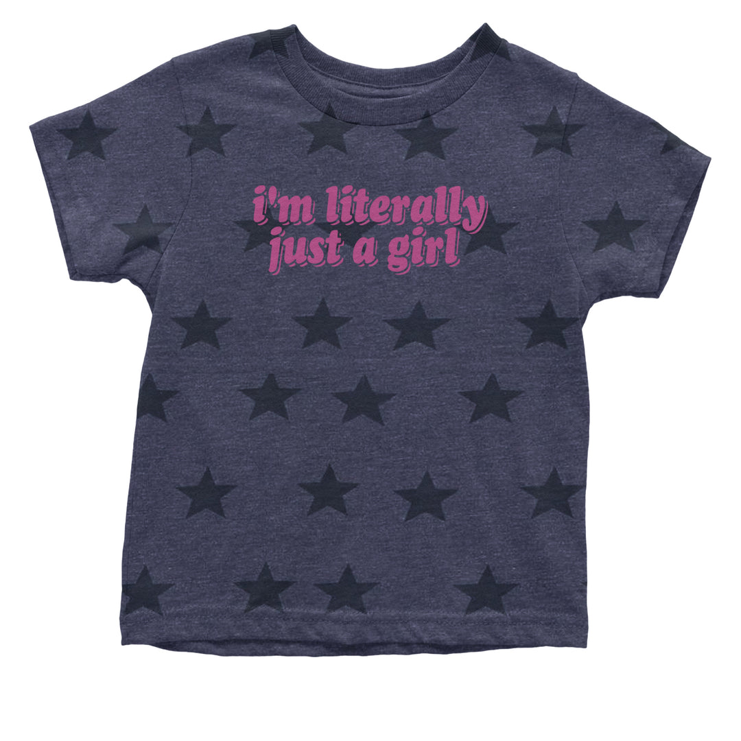 I'm Literally Just A Girl Infant One-Piece Romper Bodysuit and Toddler T-shirt Navy Blue STAR