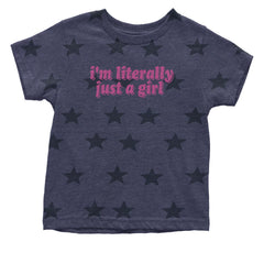 I'm Literally Just A Girl Infant One-Piece Romper Bodysuit and Toddler T-shirt Navy Blue STAR