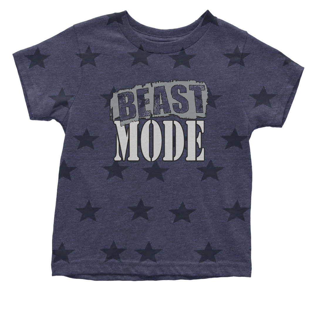 Beast Mode Training Gym Workout graphic on Onesie and Toddler T-Shirt in Navy Blue STAR alternate view 2