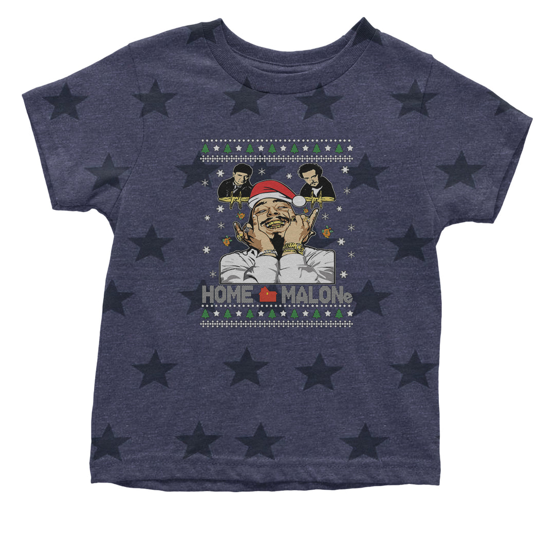 Home Malone Ugly Christmas graphic on Onesie and Toddler T-Shirt in Navy Blue STAR alternate view 2