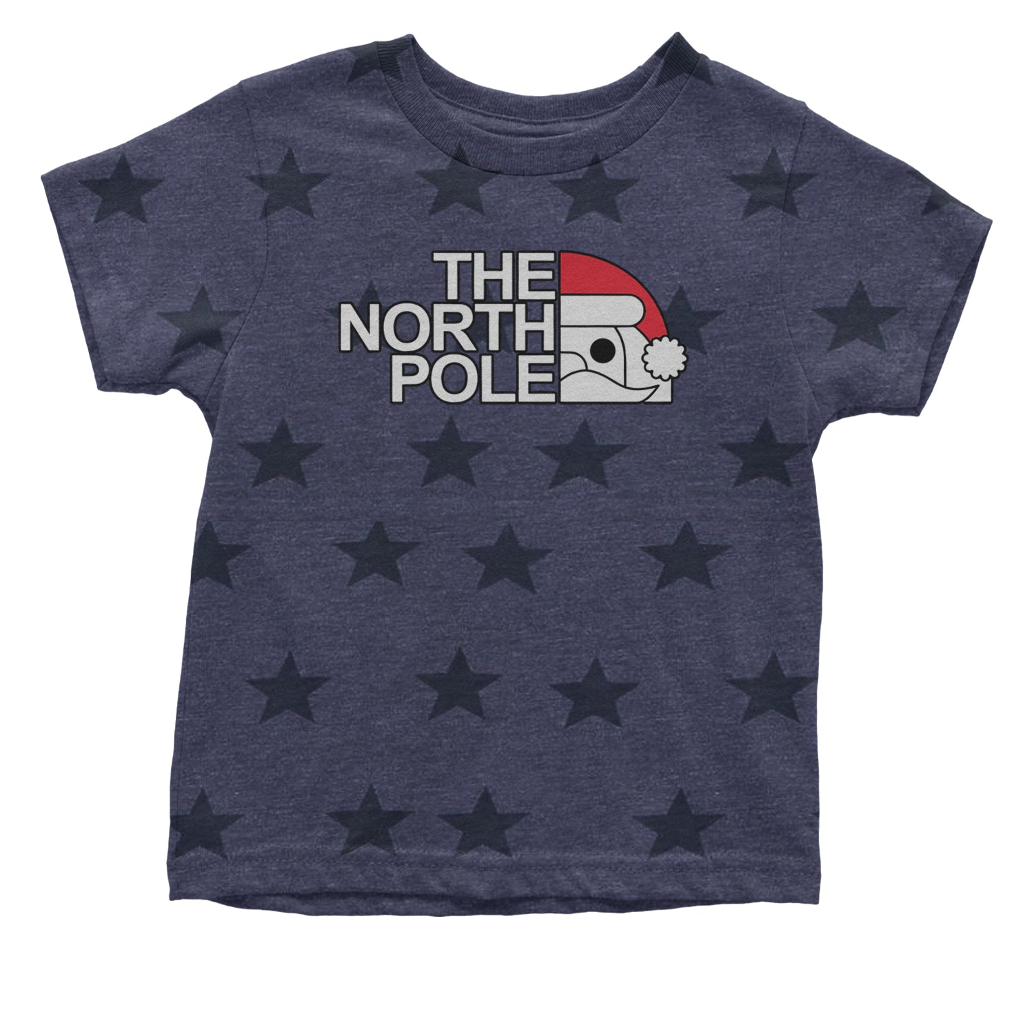 The North Pole Santa Face Infant One-Piece Romper Bodysuit and Toddler T-shirt Navy Blue STAR