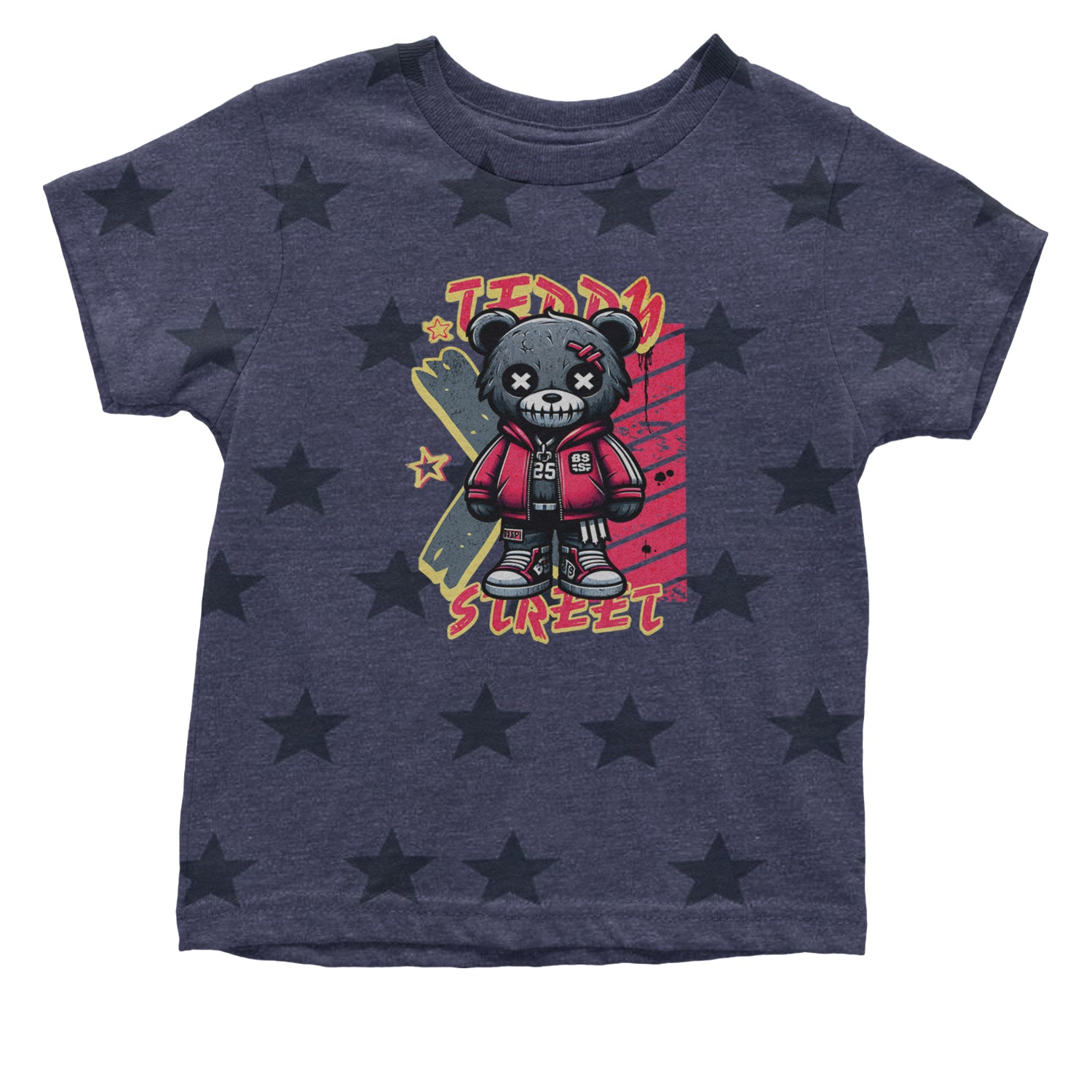 Teddy Attitude Urban Graffiti Bear Infant One-Piece Romper Bodysuit Or Toddler T-shirt Navy Blue STAR