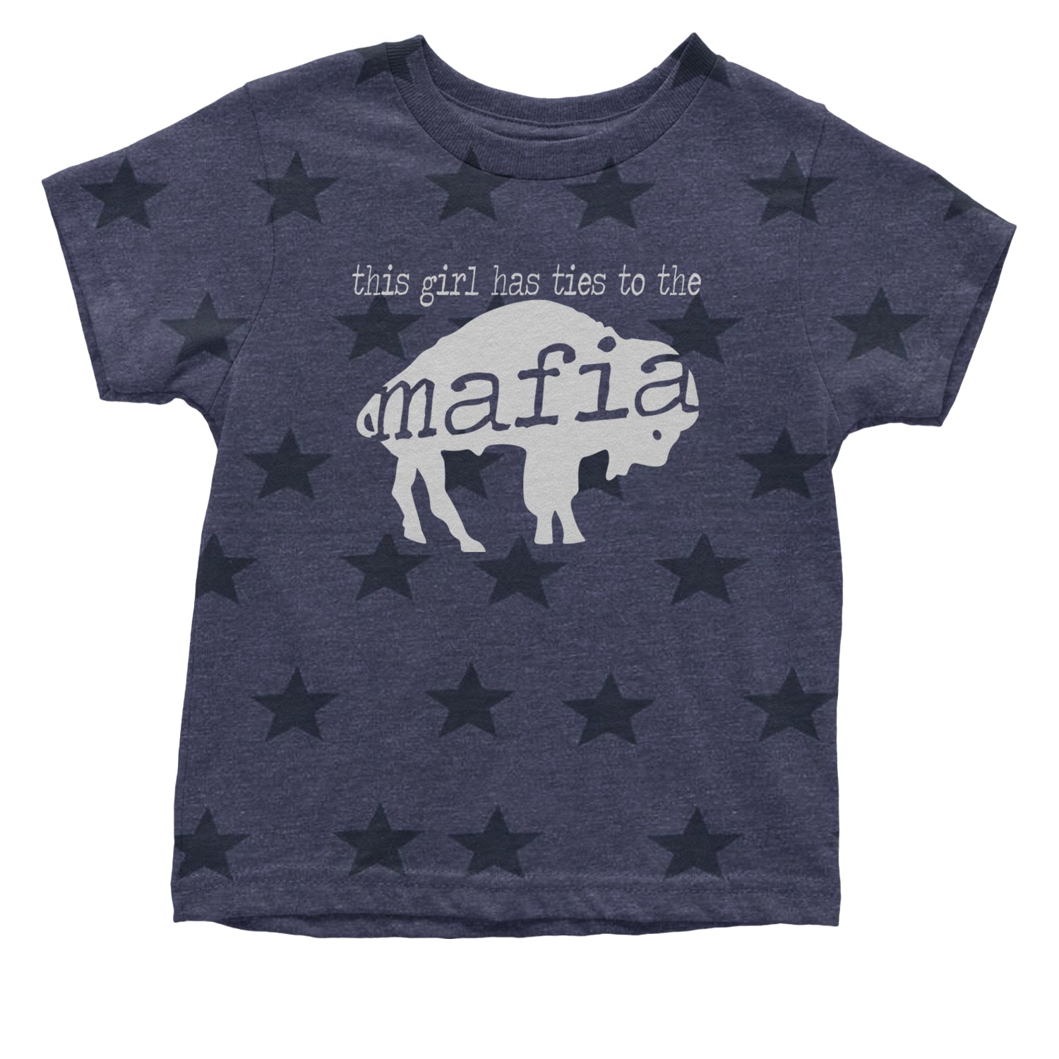 This Girl Has Ties To The Bills Mafia Infant One-Piece Romper Bodysuit and Toddler T-shirt Navy Blue STAR