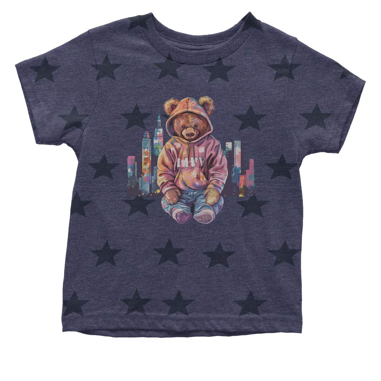 City Skyline Urban Graffiti Bear Infant One-Piece Romper Bodysuit Or Toddler T-shirt Navy Blue STAR