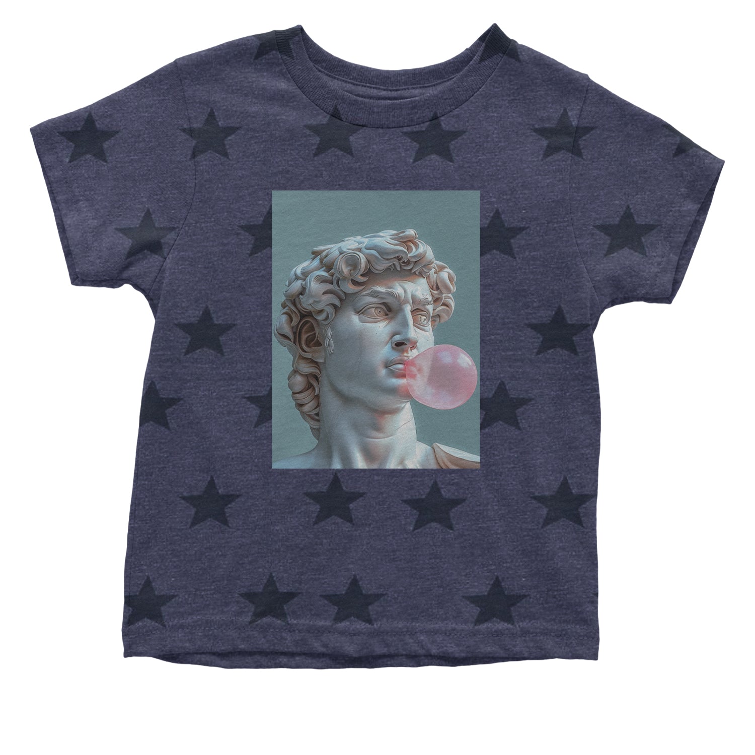 Michelangelo's David with Bubble Gum Contemporary Statue Art Infant One-Piece Romper Bodysuit and Toddler T-shirt Navy Blue STAR