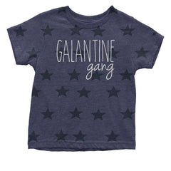 Galentine Gang Valentine's Shirt graphic on Onesie and Toddler T-Shirt in Navy Blue STAR alternate view 2