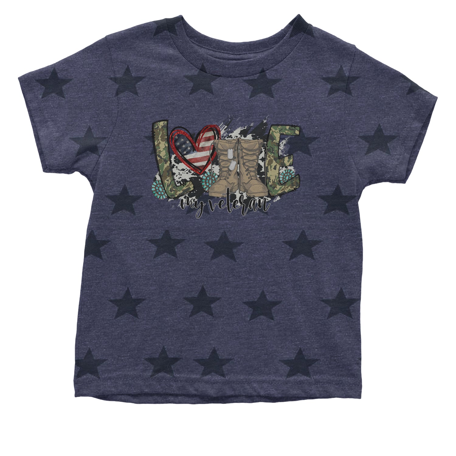 Love My Veteran Honor Veterans Day Infant One-Piece Romper Bodysuit and Toddler T-shirt Navy Blue STAR