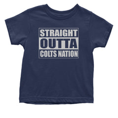 Straight Outta Colts Nation Football  Infant One-Piece Romper Bodysuit and Toddler T-shirt Navy Blue