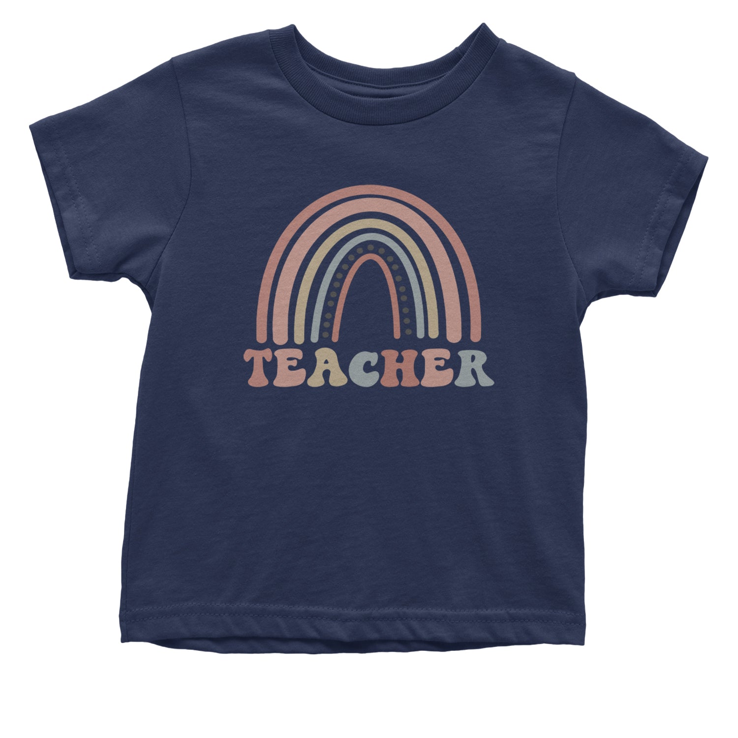 Teacher Pastel Rainbow Infant One-Piece Romper Bodysuit and Toddler T-shirt Navy Blue