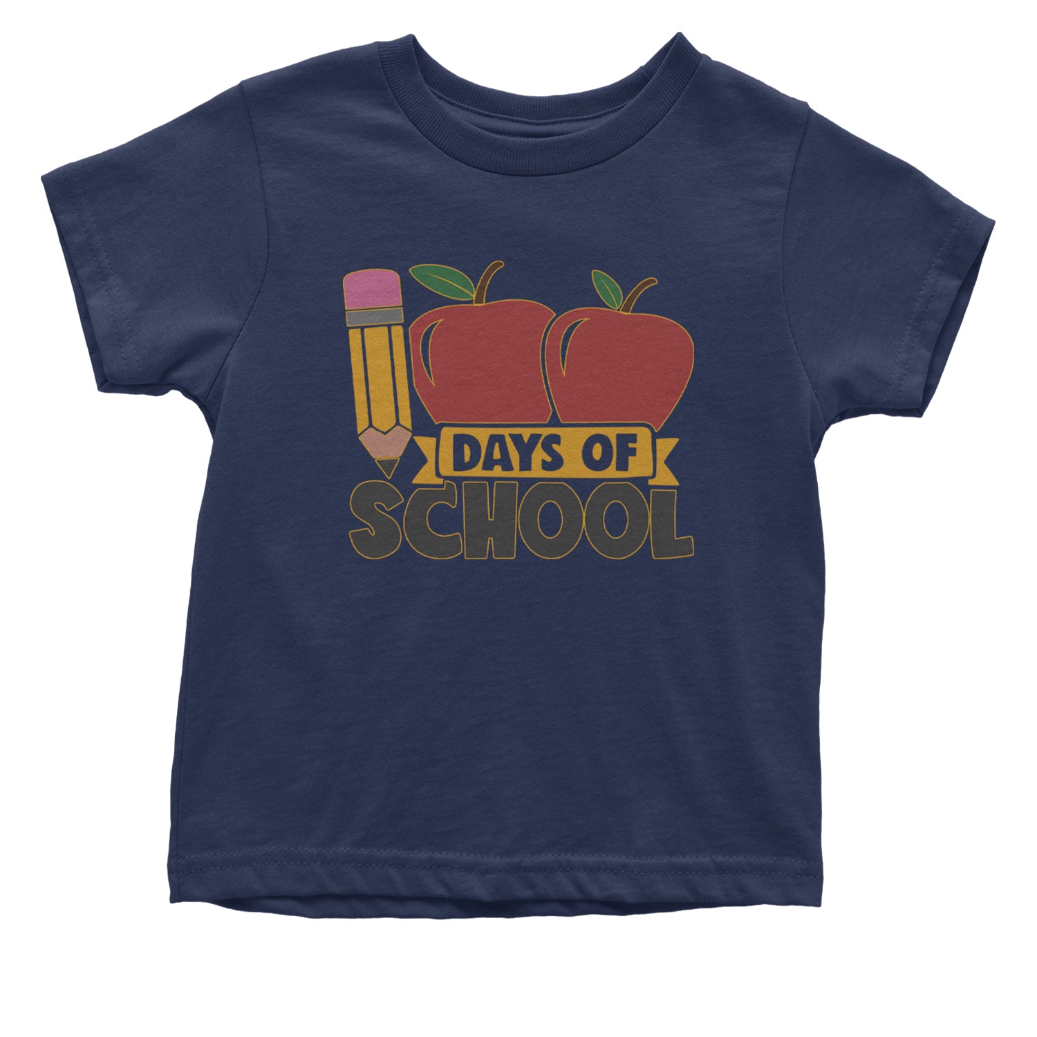 100 Days Of School Apple Pencil Infant One-Piece Romper Bodysuit and Toddler T-shirt Navy Blue