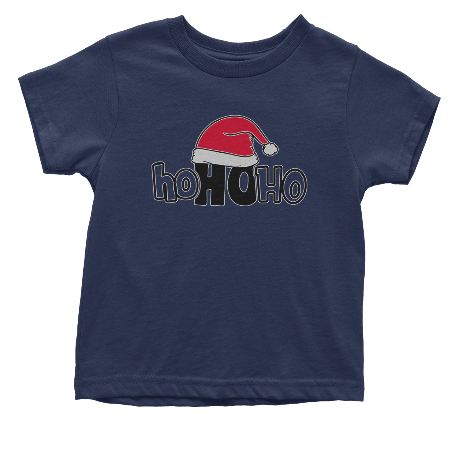 Ho Ho Ho Santa Christmas Hat Infant One-Piece Romper Bodysuit and Toddler T-shirt Navy Blue