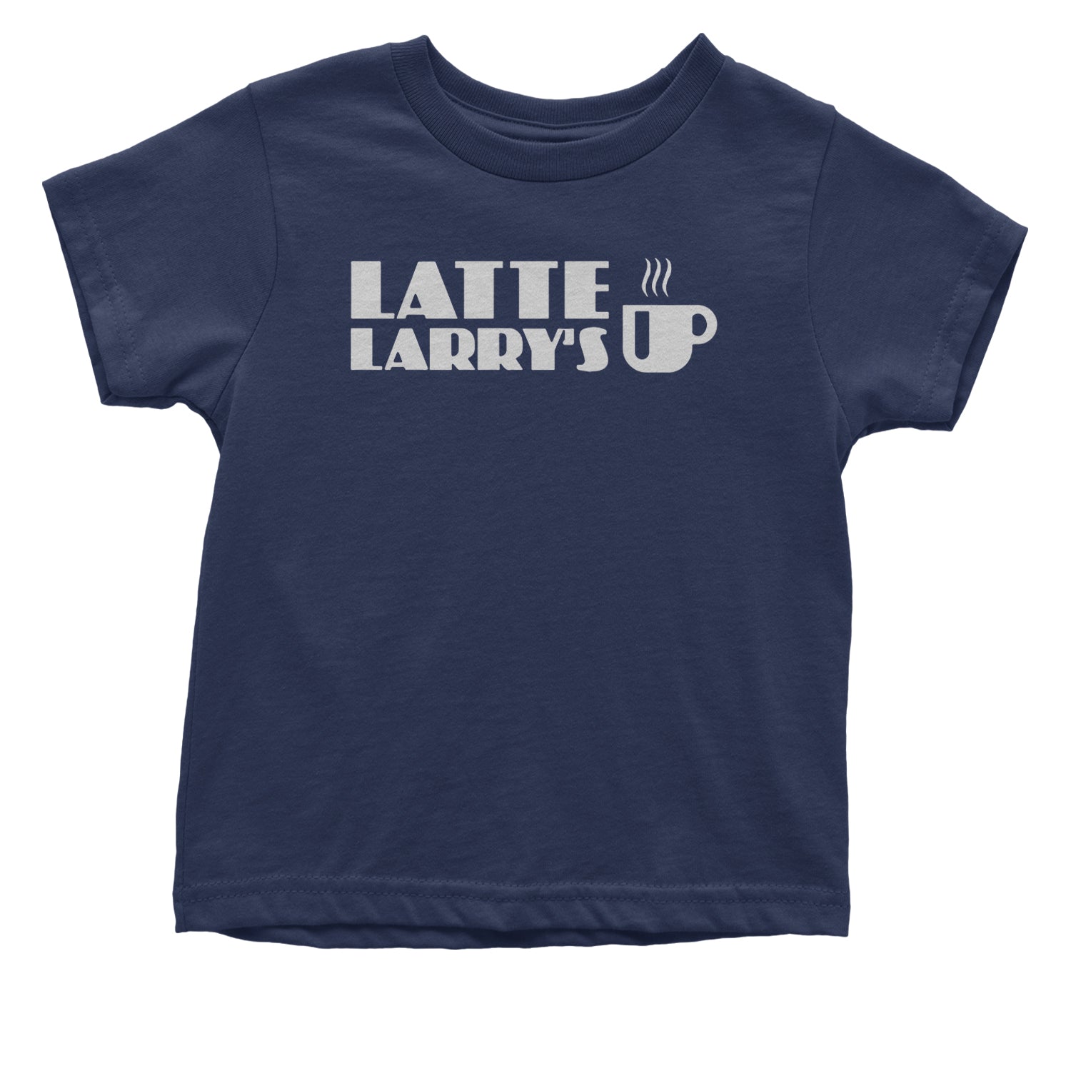 Latte Larry's Enthusiastic Coffee Infant One-Piece Romper Bodysuit and Toddler T-shirt Navy Blue