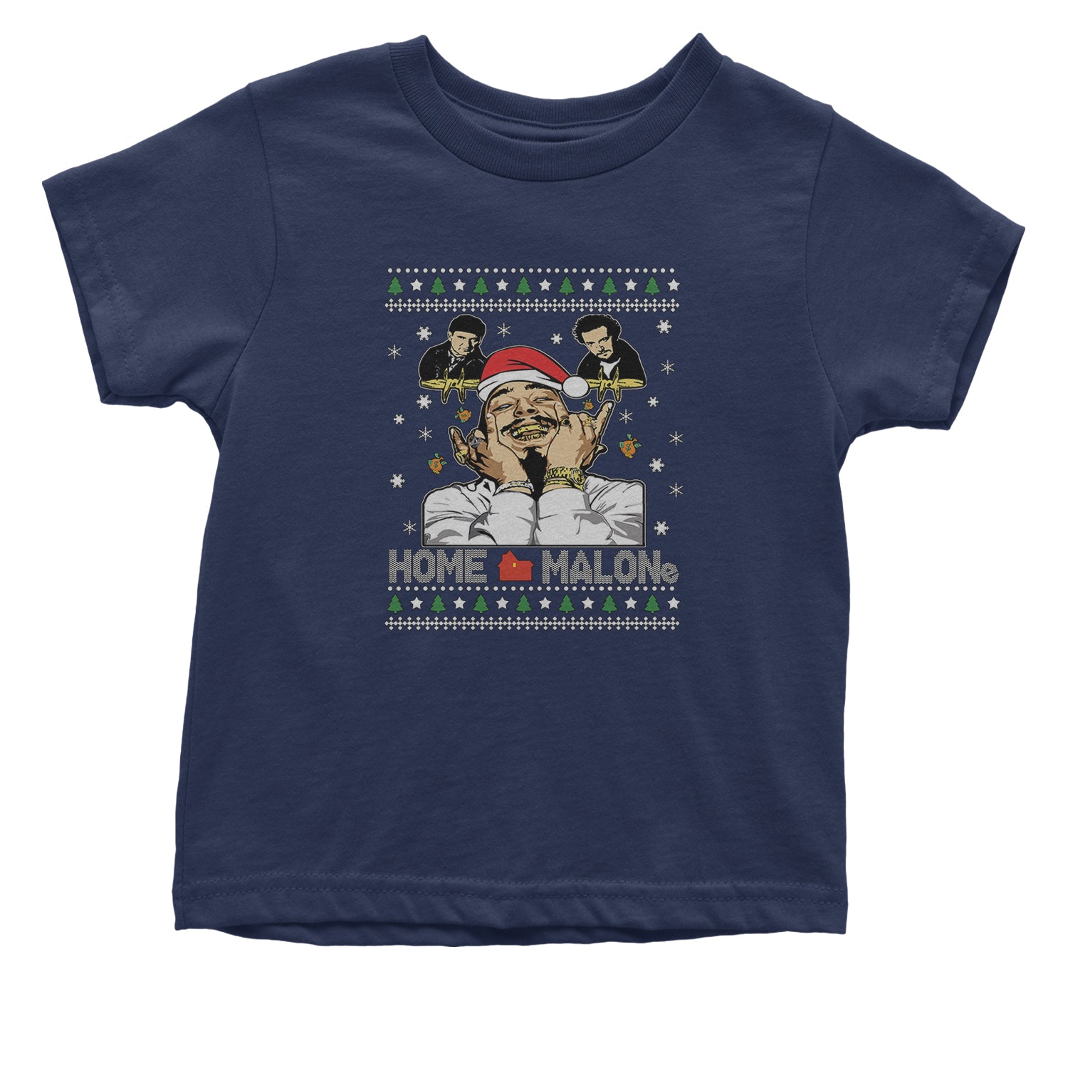 Home Malone Ugly Christmas Infant One-Piece Romper Bodysuit and Toddler T-shirt Navy Blue