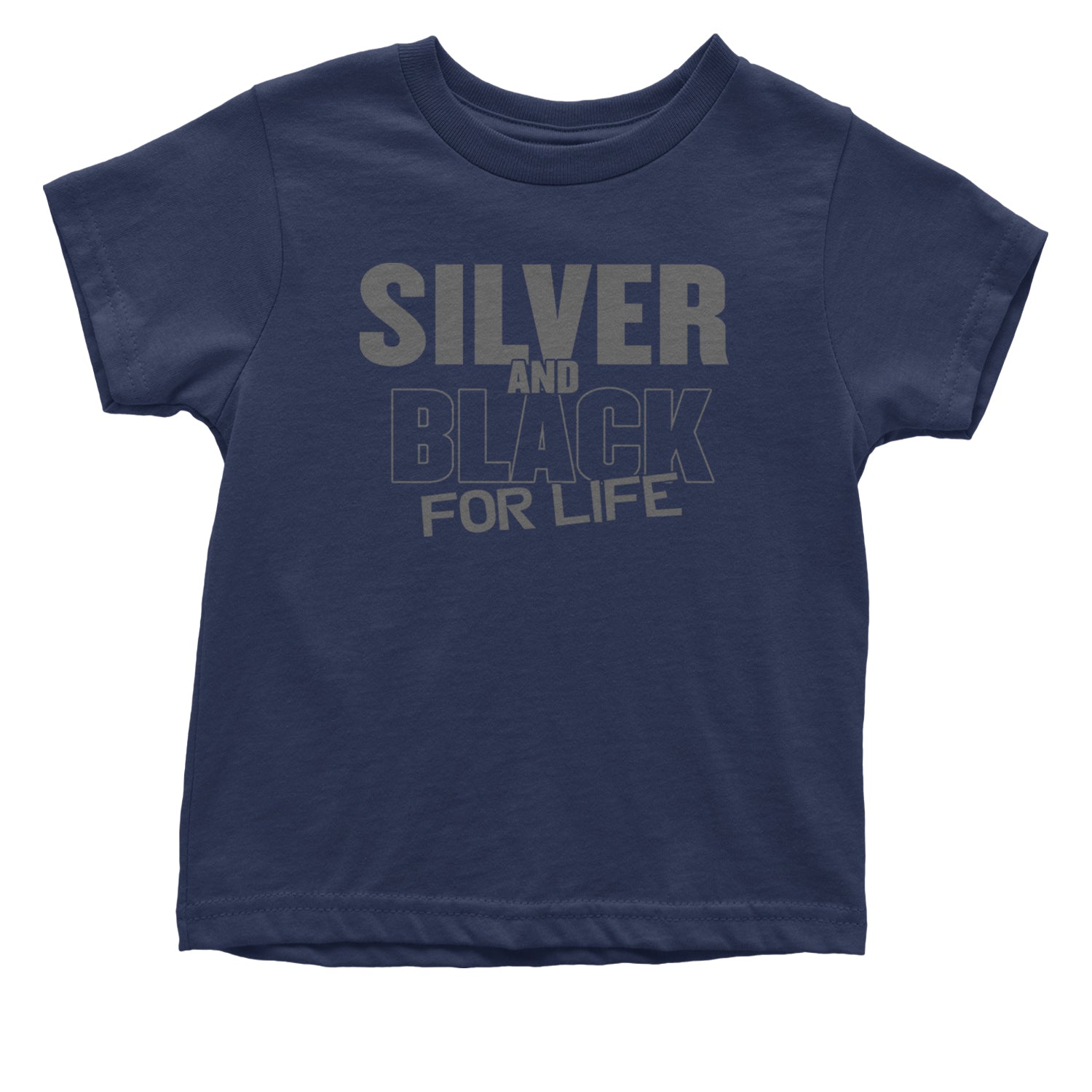 Silver And Black For Life Football Fan Infant One-Piece Romper Bodysuit and Toddler T-shirt Navy Blue