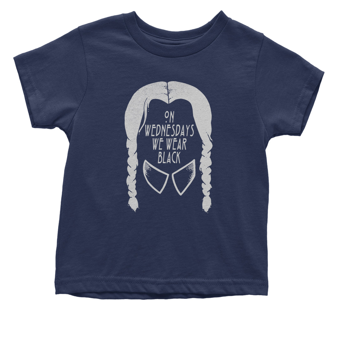 On Wednesdays, We Wear Black Infant One-Piece Romper Bodysuit and Toddler T-shirt Navy Blue