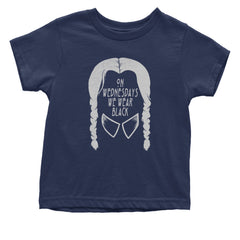 On Wednesdays, We Wear Black Infant One-Piece Romper Bodysuit and Toddler T-shirt Navy Blue